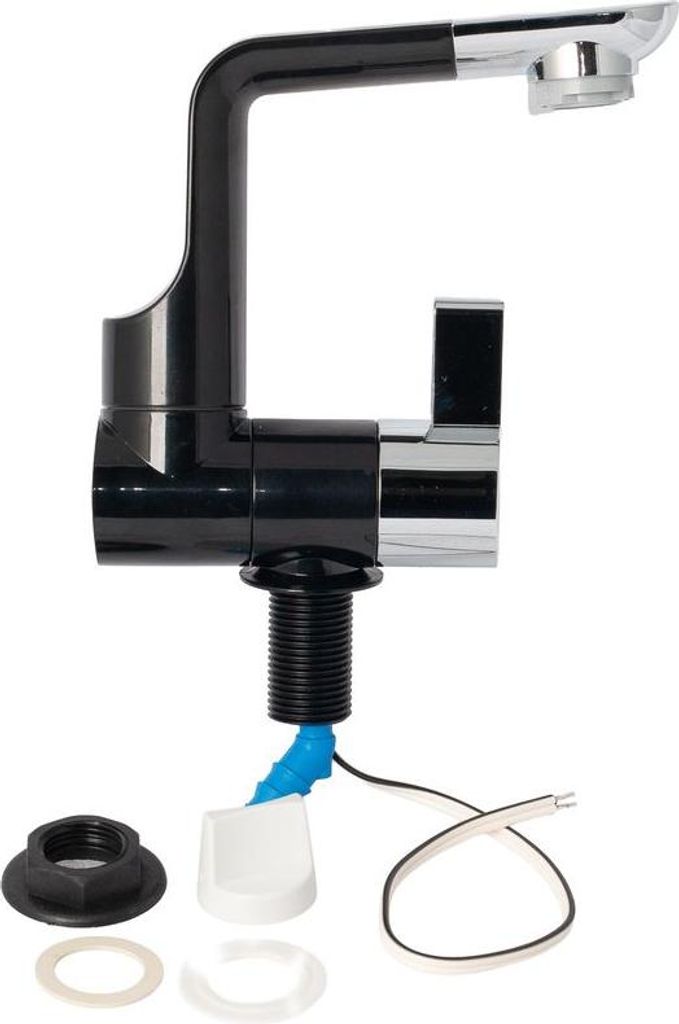 Camping Automatikwasserhahn Arona Schwarz Chrom Kaltwasser Wasserhahn 12V Mikroschalter