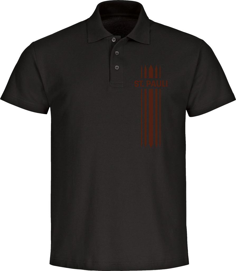 multifanshop Poloshirt - St. Pauli - Streifen, schwarz, Größe 5XL