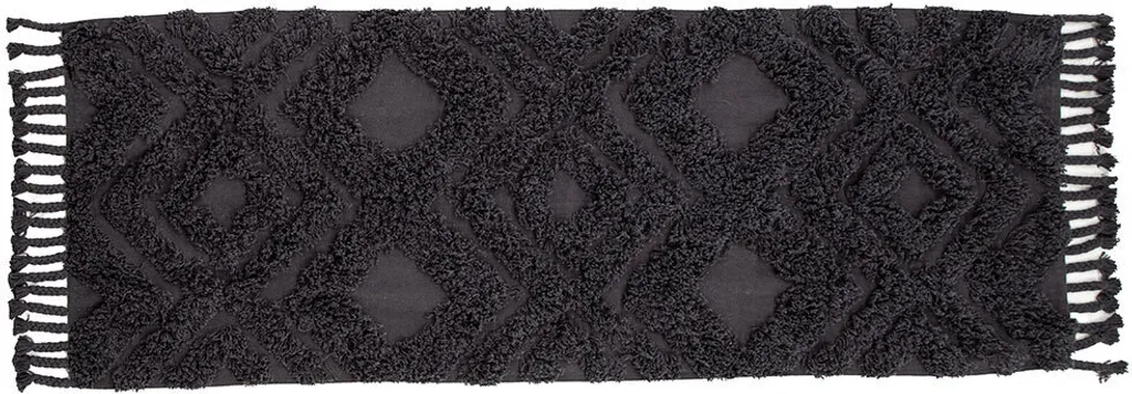 Tapis Hilma gris foncé 200x70cm en fibres résistantes et haute qualité