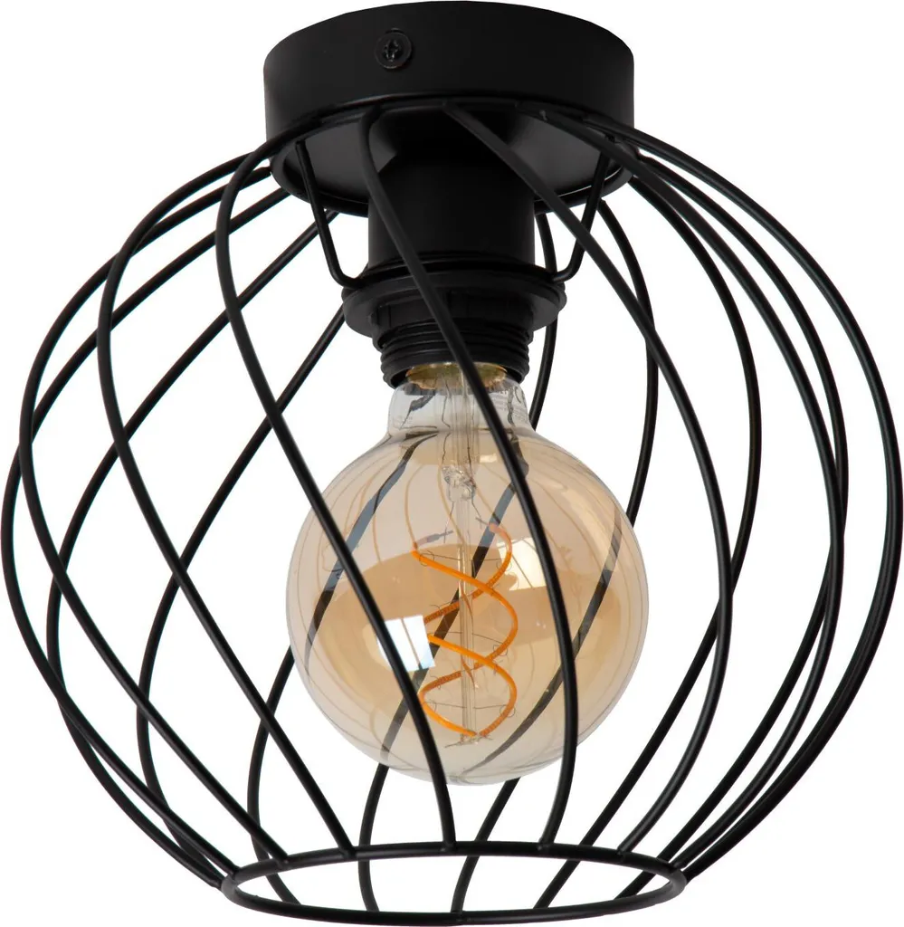 Plafonnier salon et chambre DANZA noir 25cm Lucide ambiance chic