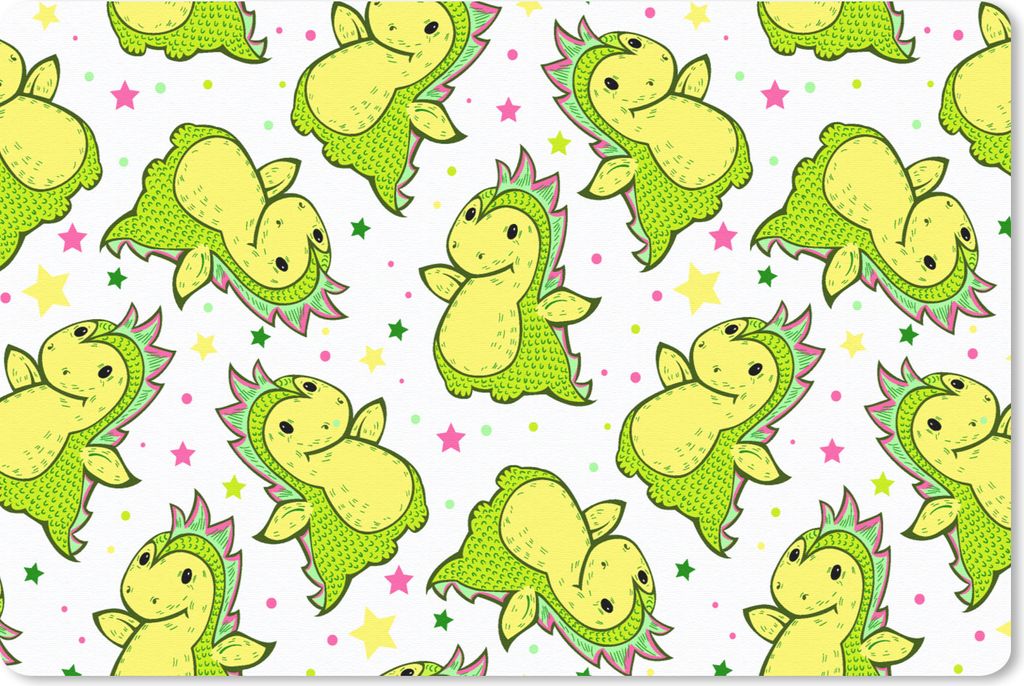 MuchoWow Schreibtischunterlage Drache - Junge - Sterne - Regenbogen - Design 60x40 cm - XXL Mauspad - Großes Mauspad