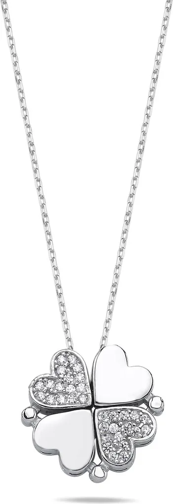 Bijou femme : Collier pendentifs modulables trèfle et cœur argent 925
