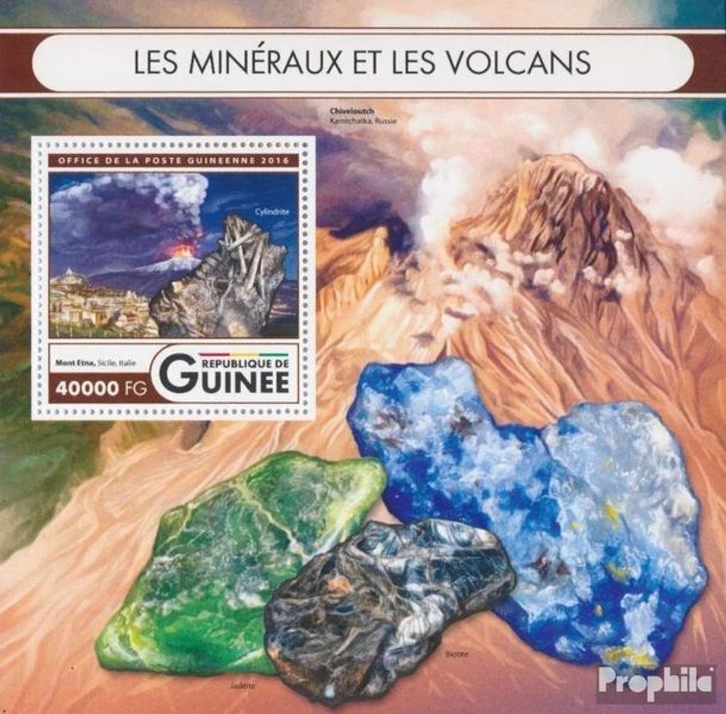 Briefmarken Guinea 2016 Mi Block 2677 (kompl. Ausgabe) postfrisch Mineralien und Vulkane