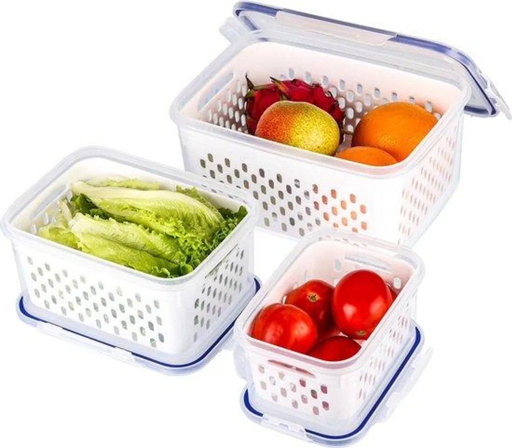 Organisateur de réfrigérateur avec panier d'égouttage pour les repas