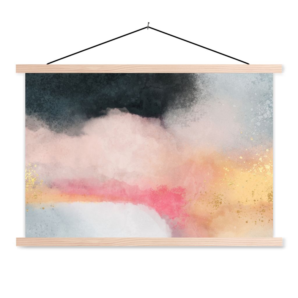 MuchoWow Textilposter Malerei - Abstrakt - Design 60x40 cm mit holzfarbenen Rahmen - Bilder