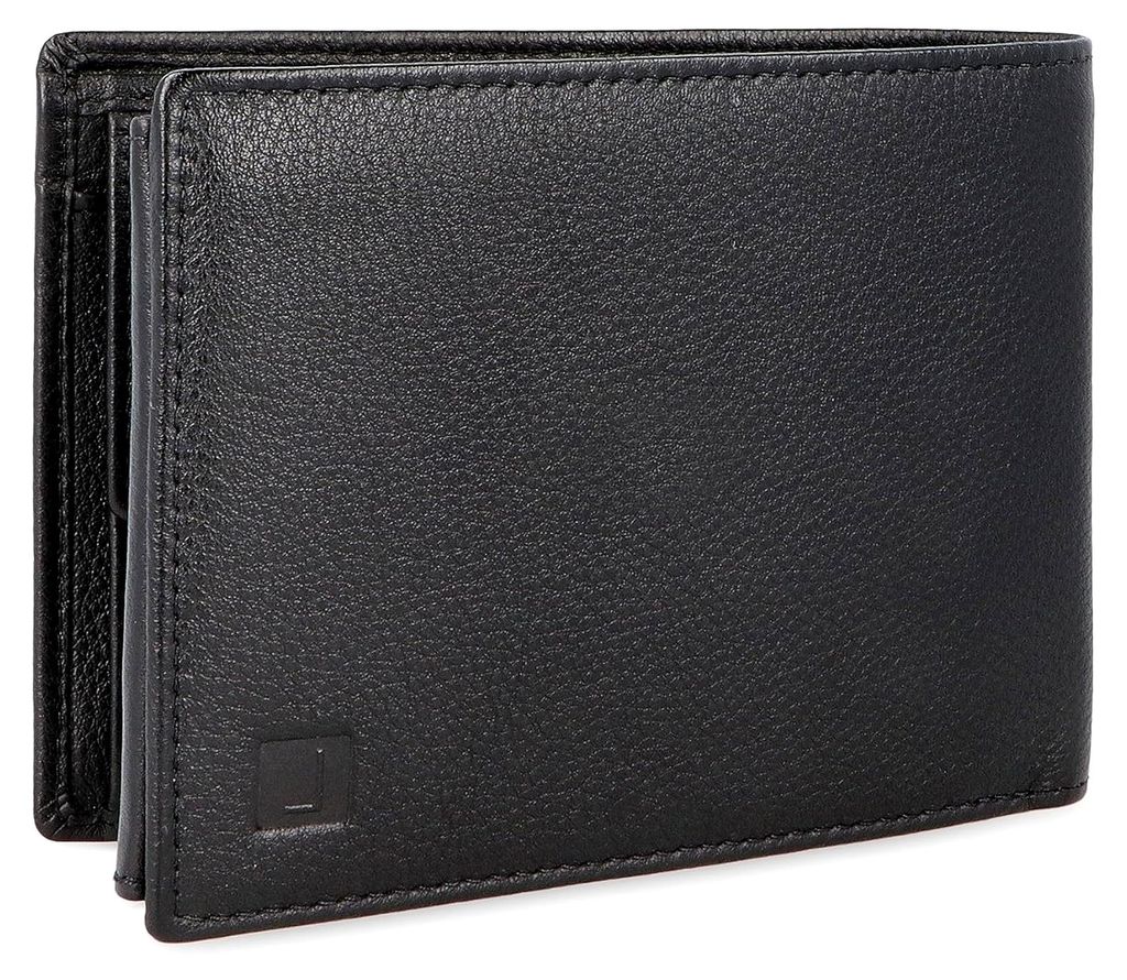 Herren Geldbörse aus Leder Schwarz - Querformat Geldbeutel mit Geschenkbox - Männer Portemonnaie mit RFID Schutz und Münzfach - Wallet Brieftasc...