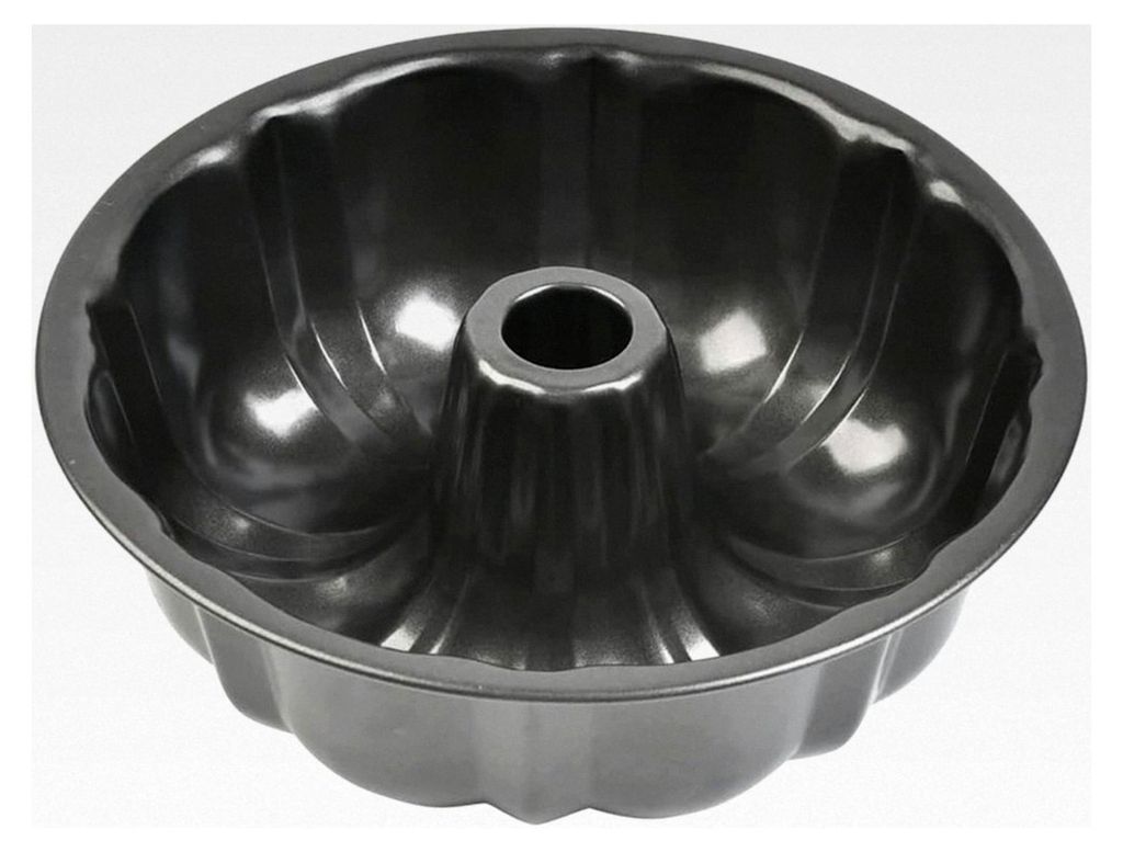 Gugelhupfform groß Ø 24 cm, runde Backform aus Stahl mit Antihaftbeschichtung, Backform für Gugelhupf, stabile Gugelhupfform, schwarz