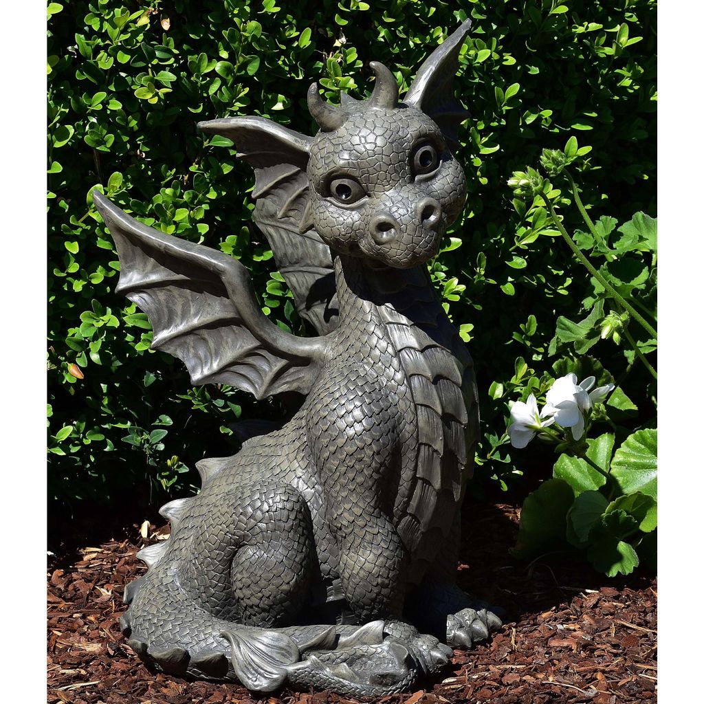 XXL Gartendrache sitzend Drache Figur Garten Gartenfigur 41 Produktbild 