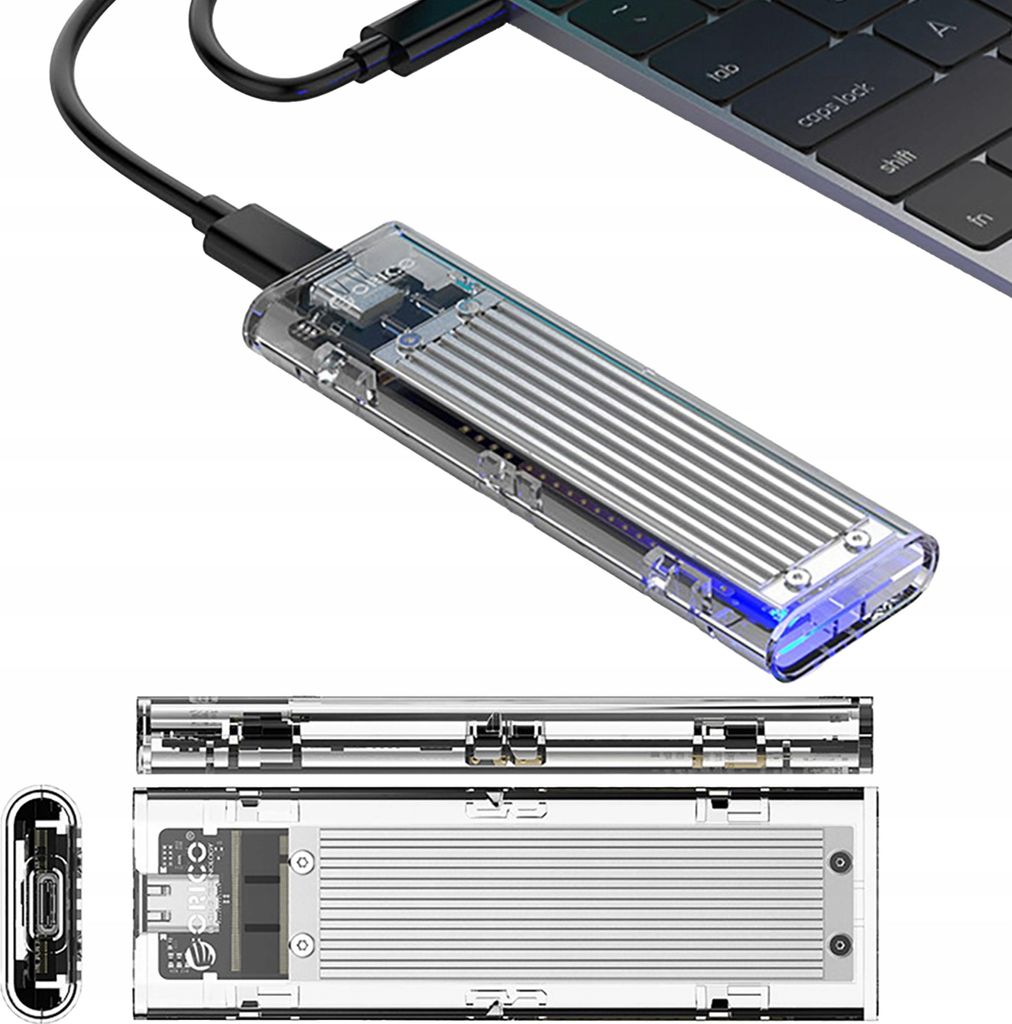 Orico SSD M.2 NVME Gehäuse für 8TB, USB-C 10Gb/s, Grau, Ultraleicht, Plug-and-Play
