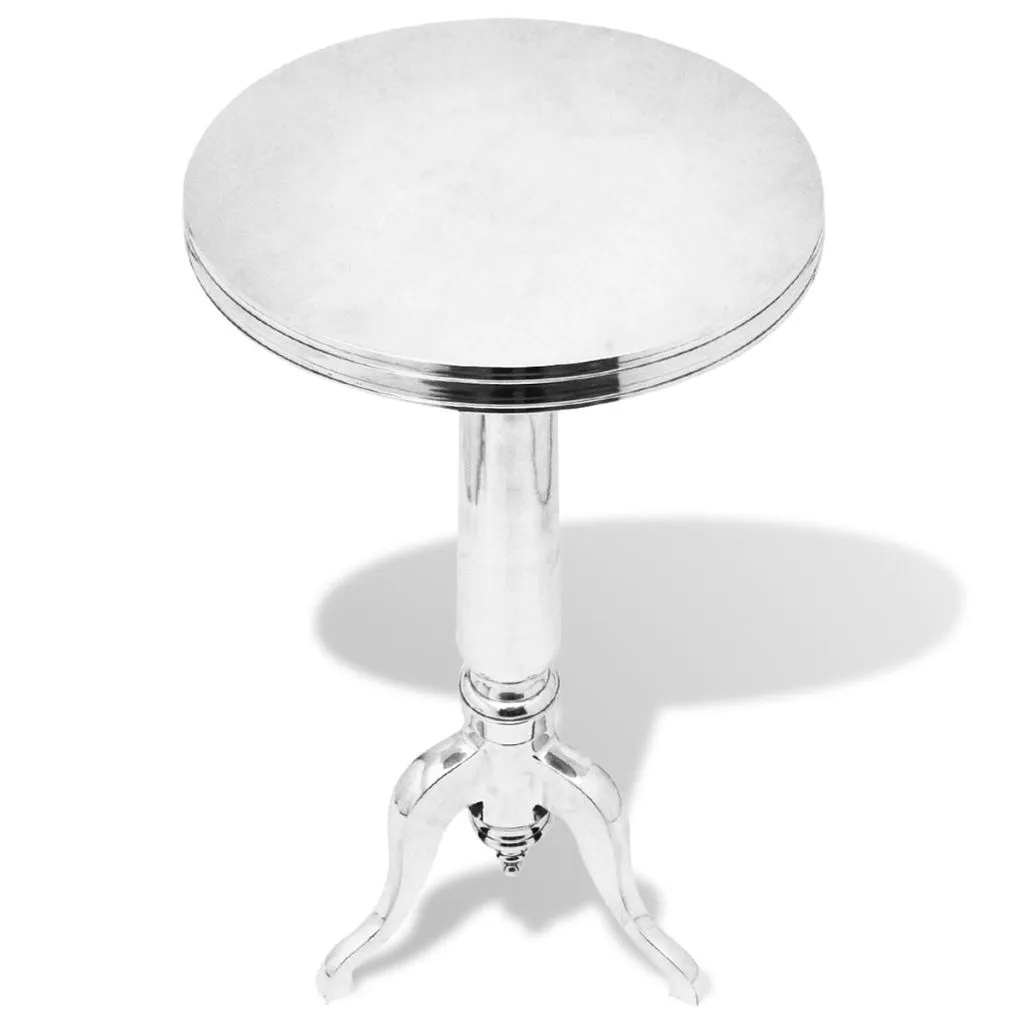 Table d'appoint argentée martelée en aluminium massif, finition luxe