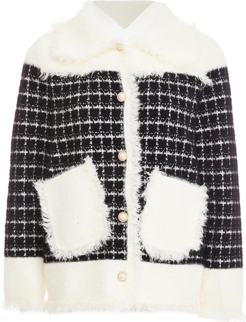 CARNEA damen strickjacke - wollweiss schwarz, M