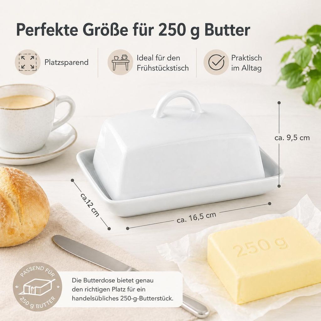 Testrut Butterdose, Porzellan, weiß Butterdosen