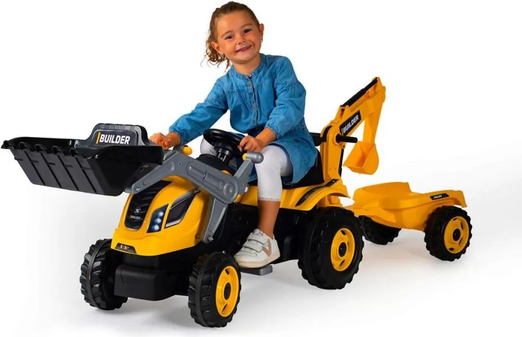 Tracteur Smoby Builder Max robuste avec remorque pour jardin et sable - 5