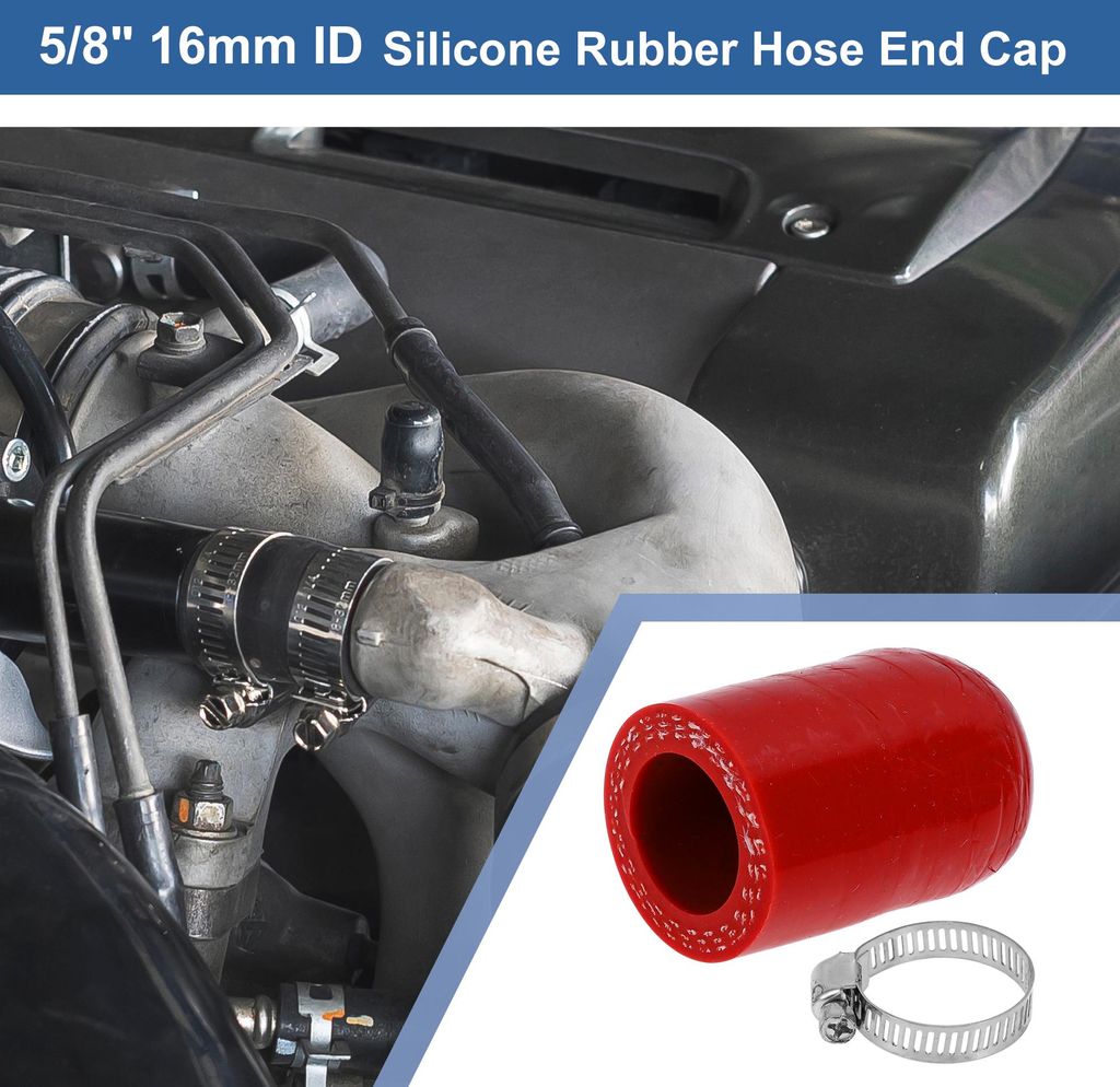 5/8" 16mm ID Silikon Gummischlauch Endkappe 3-lagiges Polyester Für Kühlmittel Turbo Bypass Ventil Vakuum 30mm Rot