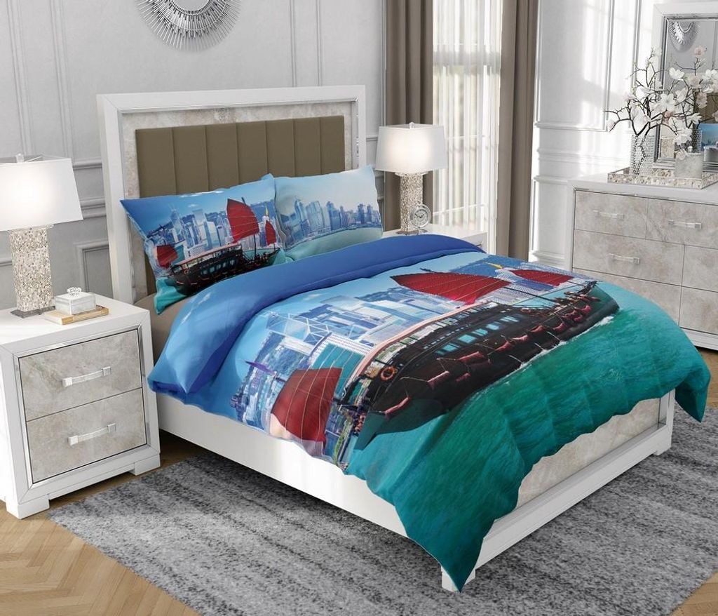 Bettwäsche 200x220 cm + 2x70x80 cm, 3-teilig, 100% Baumwolle, Satin, Reißverschluss, Hund, Bunt - SOVIO | So.0227