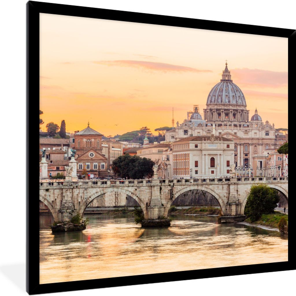 MuchoWow Gerahmtes Poster Italien - Skyline - Rom 40x40 cm - Poster mit Schwarzem Bilderrahmen Wandposter Rahmen Foto Bilder - Mit Rahmen - Wandd...