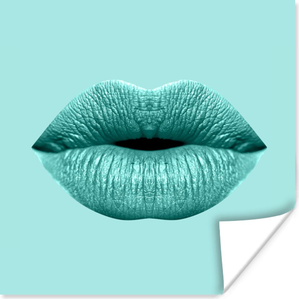 MuchoWow Poster Lippen - Pastell - Blau 30x30 cm - Wandposter - Printing