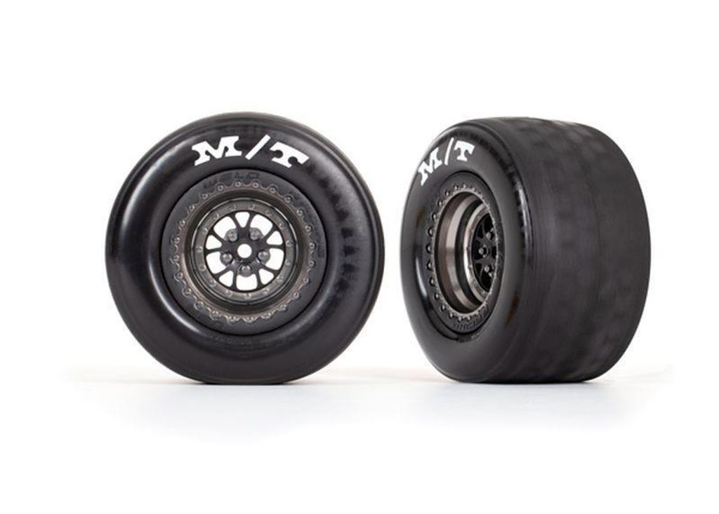 TRAXXAS Reifen auf Felge montiert satin schwarz chrom hinten (2) TRX9475A