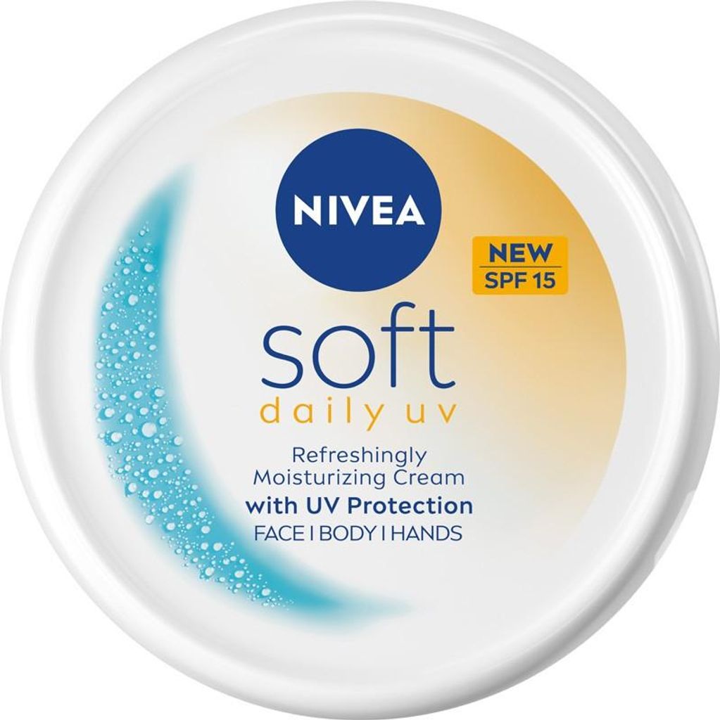 NIVEA Soft Daily UV Intensive Feuchtigkeitscreme LSF 15 für Gesicht, Körper und Hände 200 ml