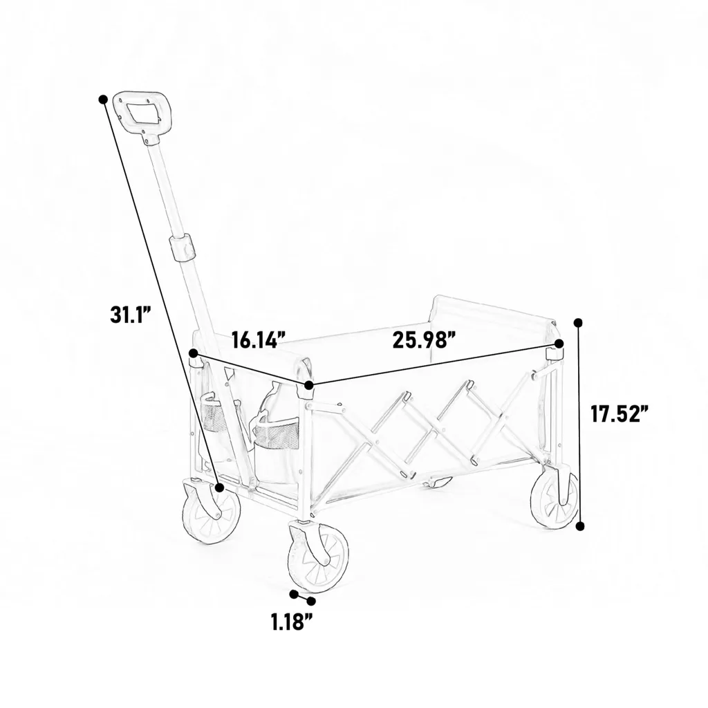 Chariot de plage pliable et transport de courses - Modèle robuste - 6