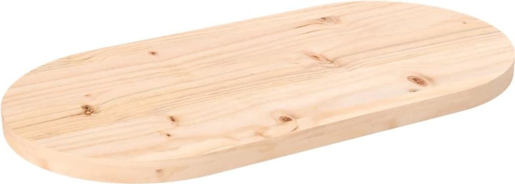 Tischplatte 60x30x2,5 cm Massivholz Kiefer Oval