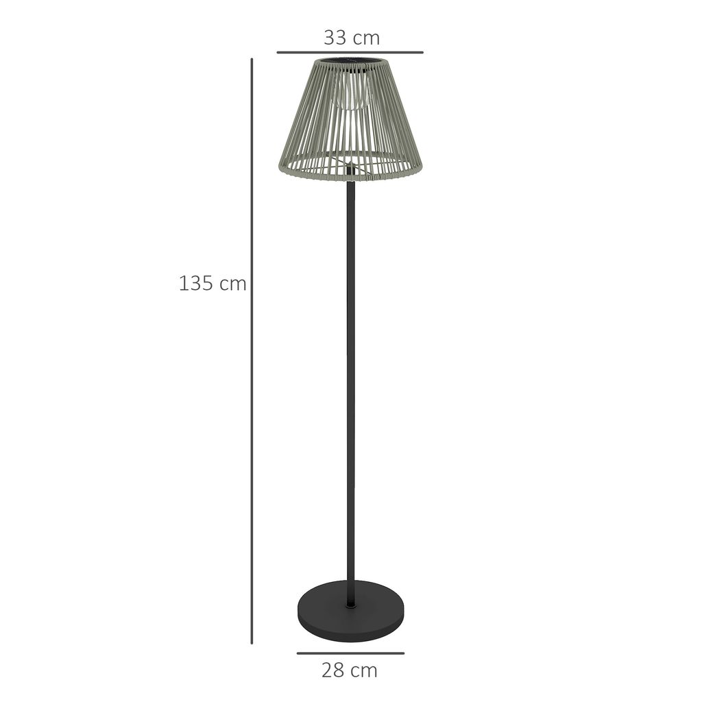 Outsunny Solar Stehlampe 153 Cm – Dimmbare LED, IP44 Wasserdicht, Mit Bambusdesign Für Garten & Terrasse