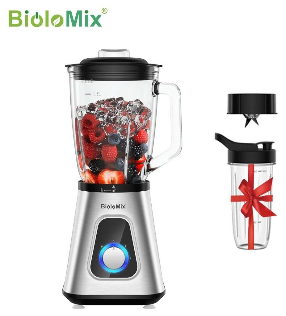 Smoothie-Standmixer - SF701 - 1300 W - 1,5 l Glaskanne - 6 Klingen - 3 Geschwindigkeiten - EU-Stecker - Hellgrau