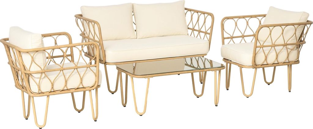 Outsunny Ensemble salon de jardin 4 piššces canapšŠ 2 Image du produit 