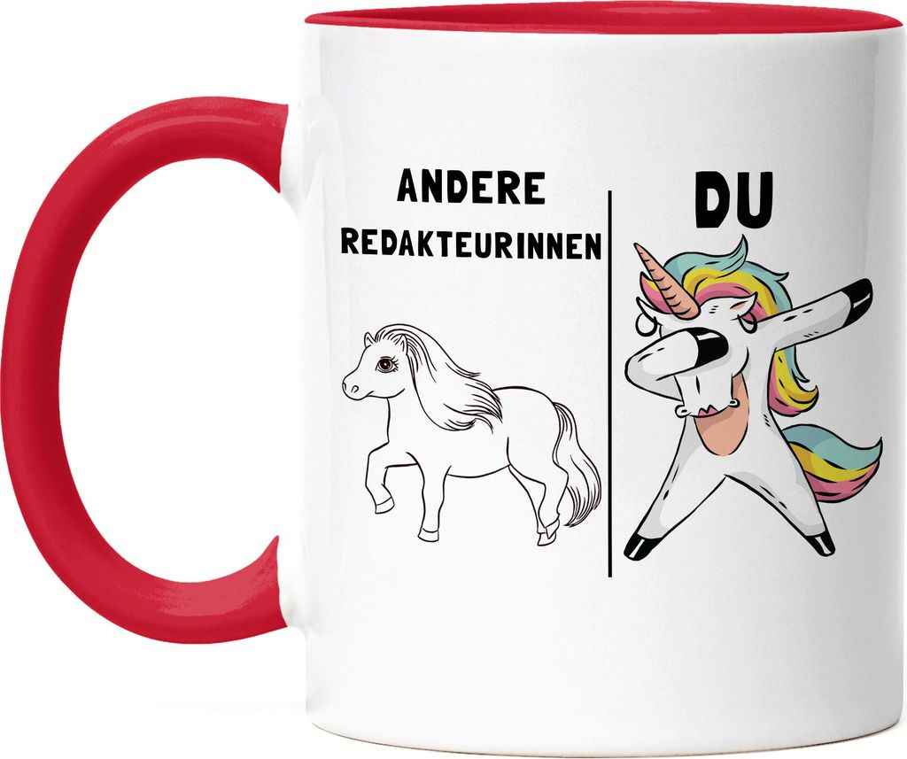 Andere Redakteurinnen Du Tasse Rot Pferd Einhorn Humor Lustig Unicorn Geschenk Apotheke