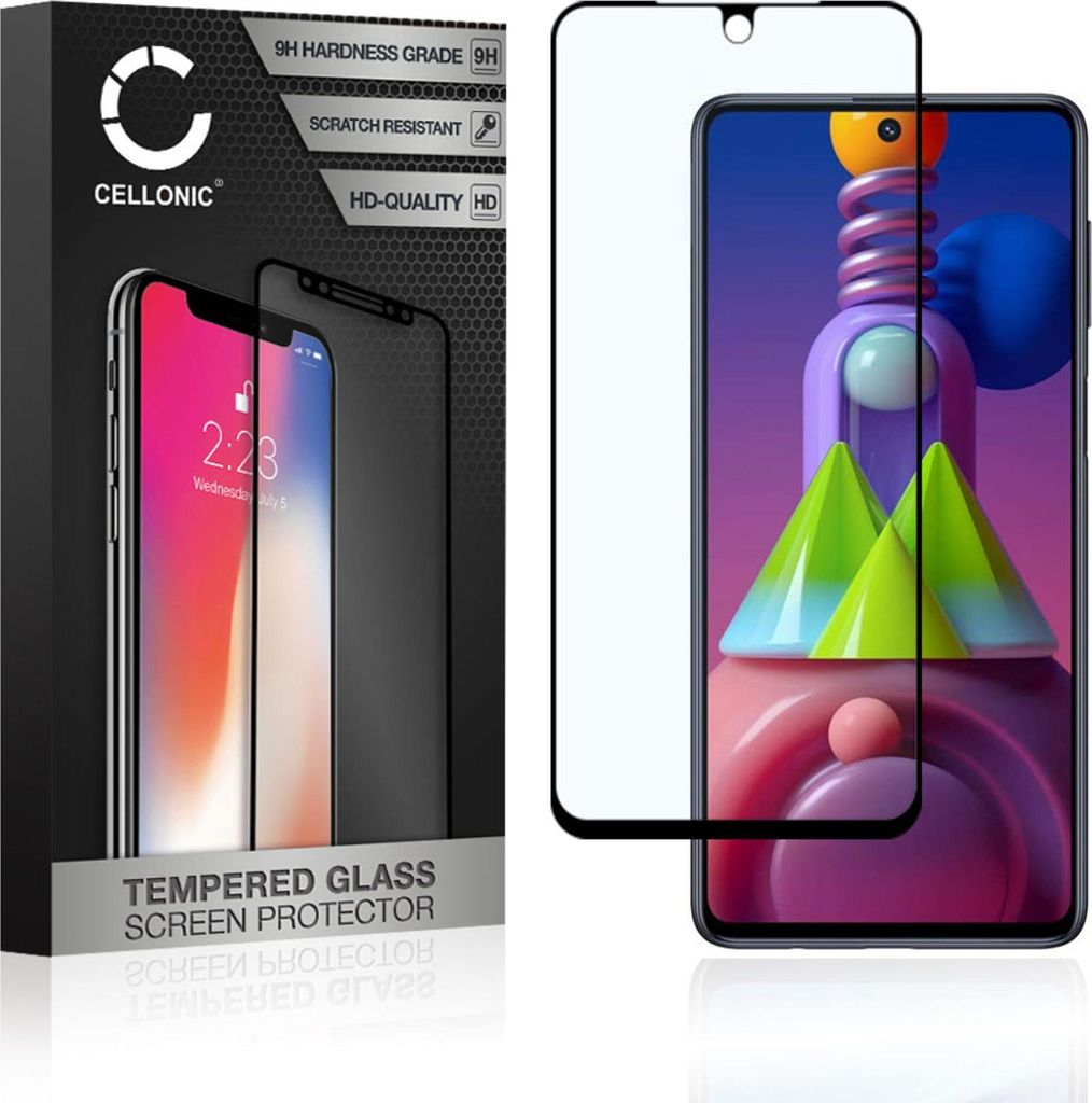 CELLONIC Displayschutzglas kompatibel mit Samsung Galaxy M51 (SM-515) (3D Full Cover 9H 0.33mm Full Glue) Glas schwarz Displayschutz Schutzglas Tem...