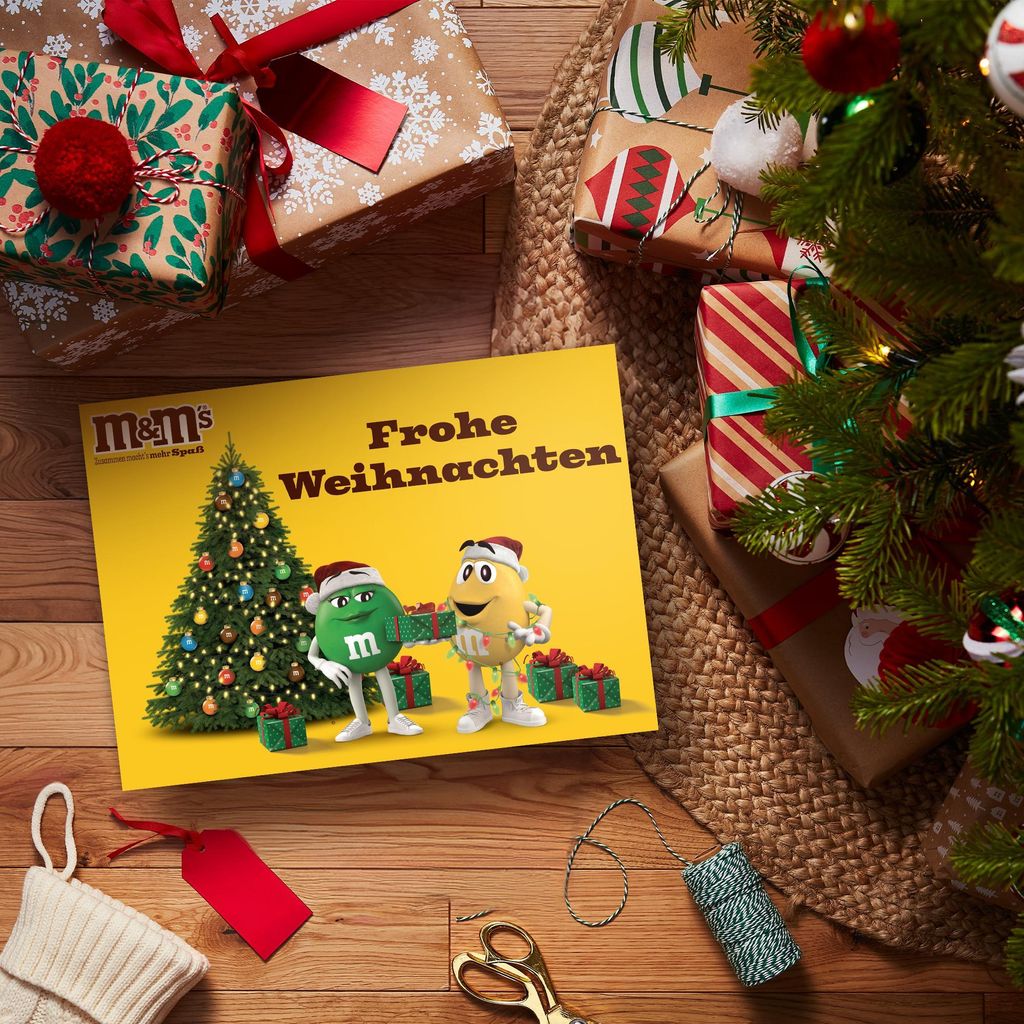 M&M ́S Fan-Box "Frohe Weihnachten" I Schokolinsen Mix-Box I 7 Sorten I 9 Packungen I 724g