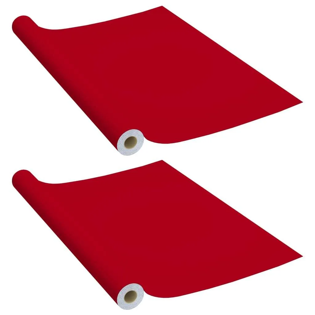 Revêtement adhésif pour meubles rouge 500x90 cm 2 rouleaux en PVC souple
