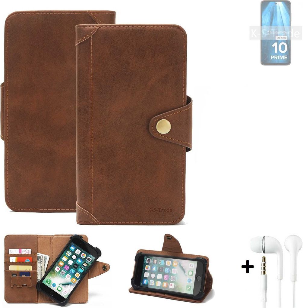 K-S-Trade Handyhülle Schutzhülle kompatibel mit Xiaomi Redmi 10 Prime 2022 Walletcase Bookstyle Schutz Case Hülle Wallet Flipcase Cover Polyure...