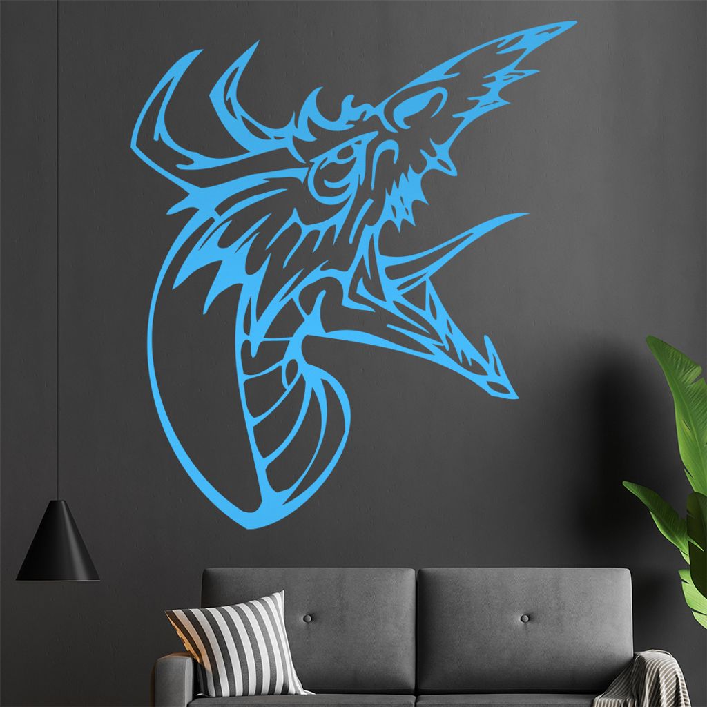 Drachen Maul Wandtattoo in 6 Größen - Wandaufkleber Wall Sticker - Dekoration, Küche, Wohnzimmer, Schlafzimmer, Badezimmer
