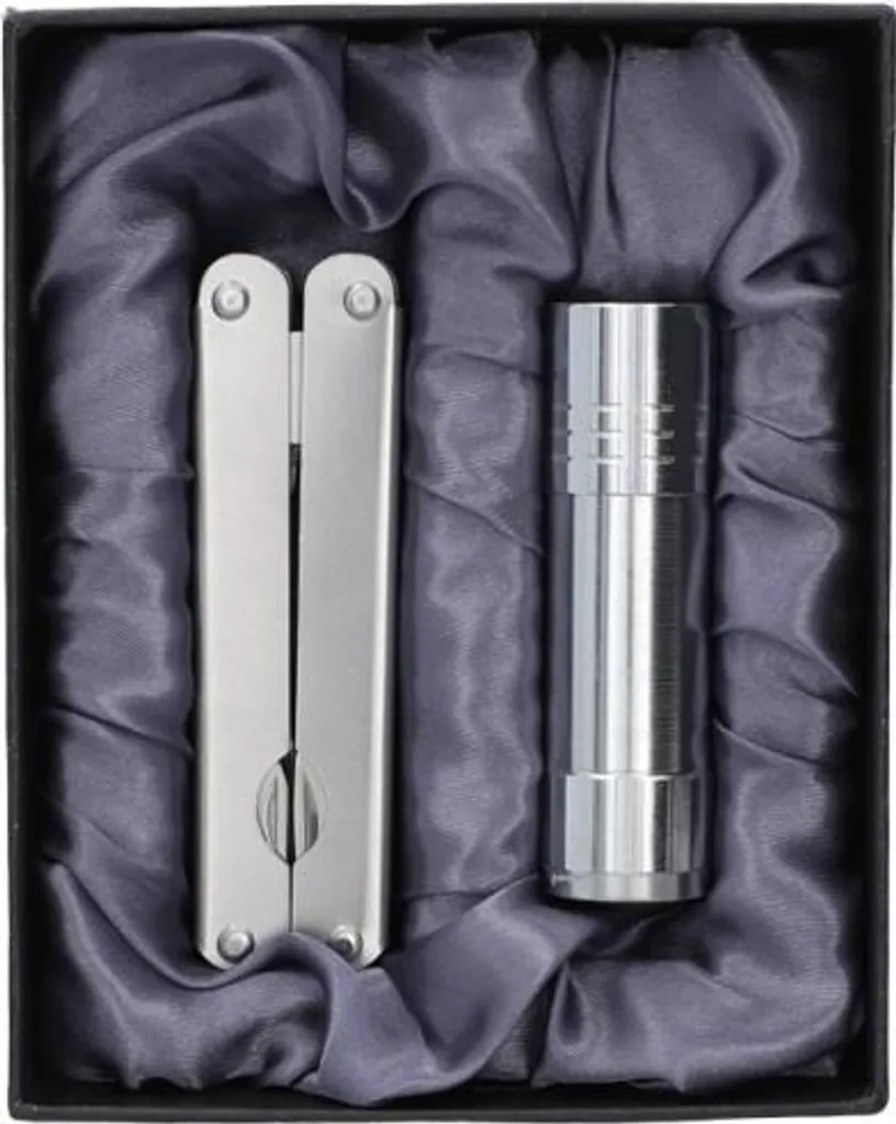 Kit EDC Gentelo Argenté : Lampe et Pince pour Camping et Bricolage