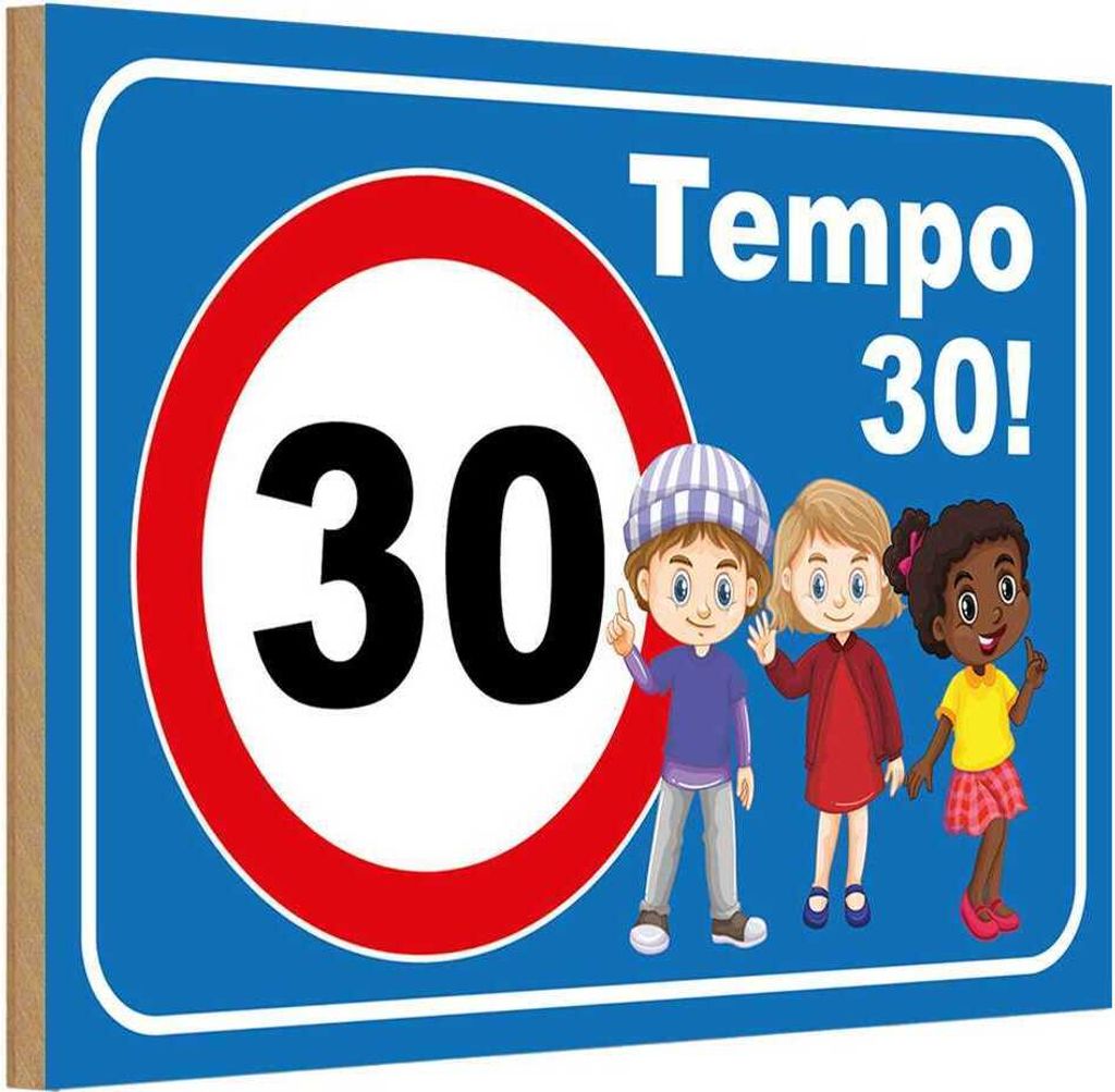 vianmo Holzschild 20x30 cm Tempo 30 Kinder Straßenschild