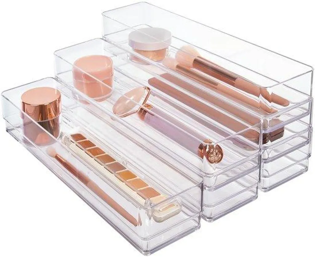 Solution tri tiroir : Organisateur plastique transparent 30x7 cm 6 compartiments