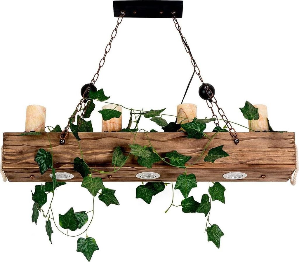 4xE14 Holz Retro Pendelleuchte Hängeleuchte  Industriestil Produktbild 
