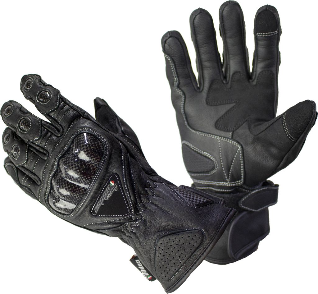 Motorradhandschuhe CAP Leder lang schwarz - XS