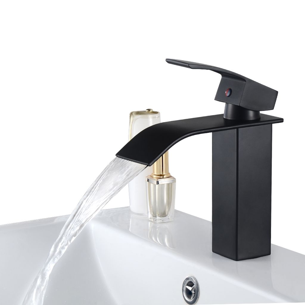 Waschtischarmatur Waschbecken Wasserhahn Einhand Mischbatterie für Bad Schwarz