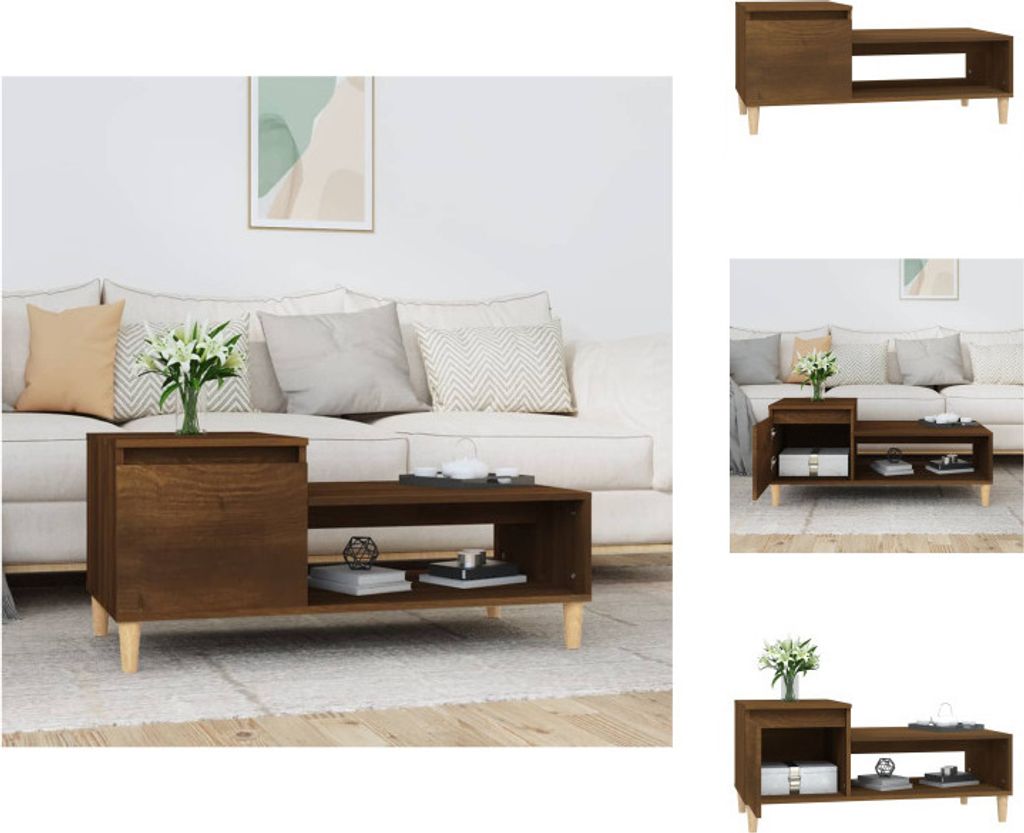vidaXL Couchtisch Braun Eichen-Optik 100x50x45 cm Holzwerkstoff - Couchtische