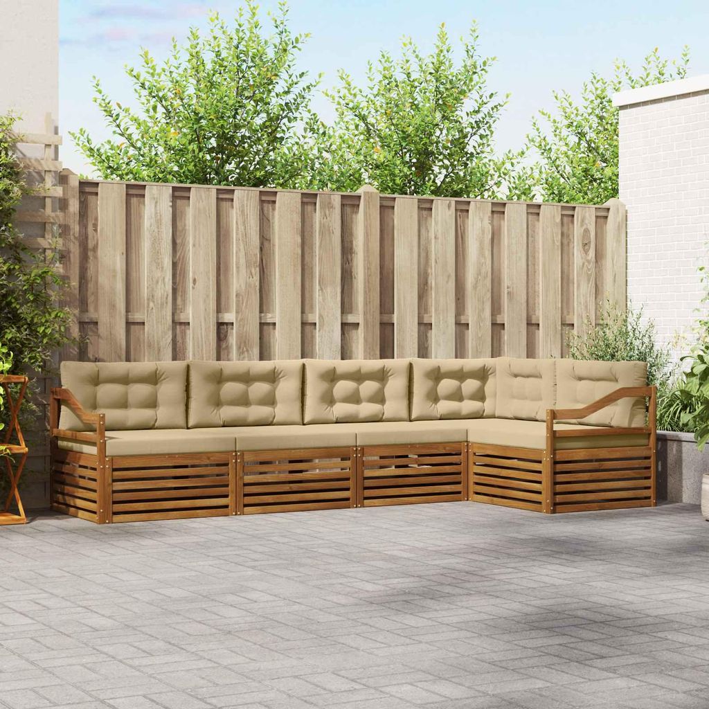 (Robust Möbel)Outdoor-Sofagarnitur - CLORIS - Balkonmöbe/Sitzgruppe - mit Kissen 5 pcs - Moderne Design - Natur und Beige - Gartensofas NeuM...