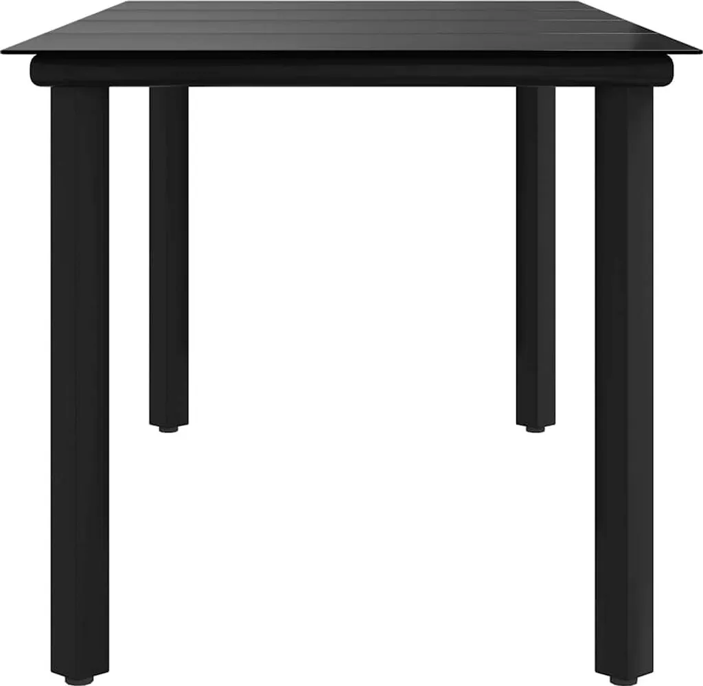 Tavolo da Pranzo Esterno vidaXL Nero 160x80 Acciaio e Vetro - 6