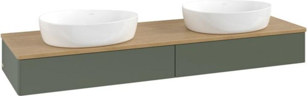 V&B Waschtischunterschrank ohne Frontstruktur -Beleuchtung Antao 160x50cm, WBP hon. Oa, lea gre. m Lac