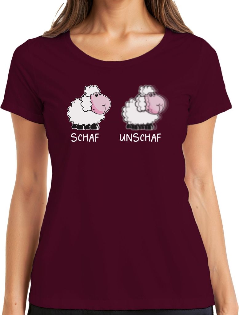SCHAF UNSCHAF Fotografie Geschenkidee lustiger Fotograf Schafwitz Damen T-Shirt, Burgundy, XXL