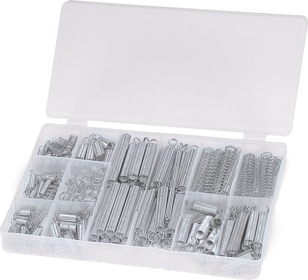 HM Federn Sortiment Druckfeder Zugfeder 200-tlg Box F200