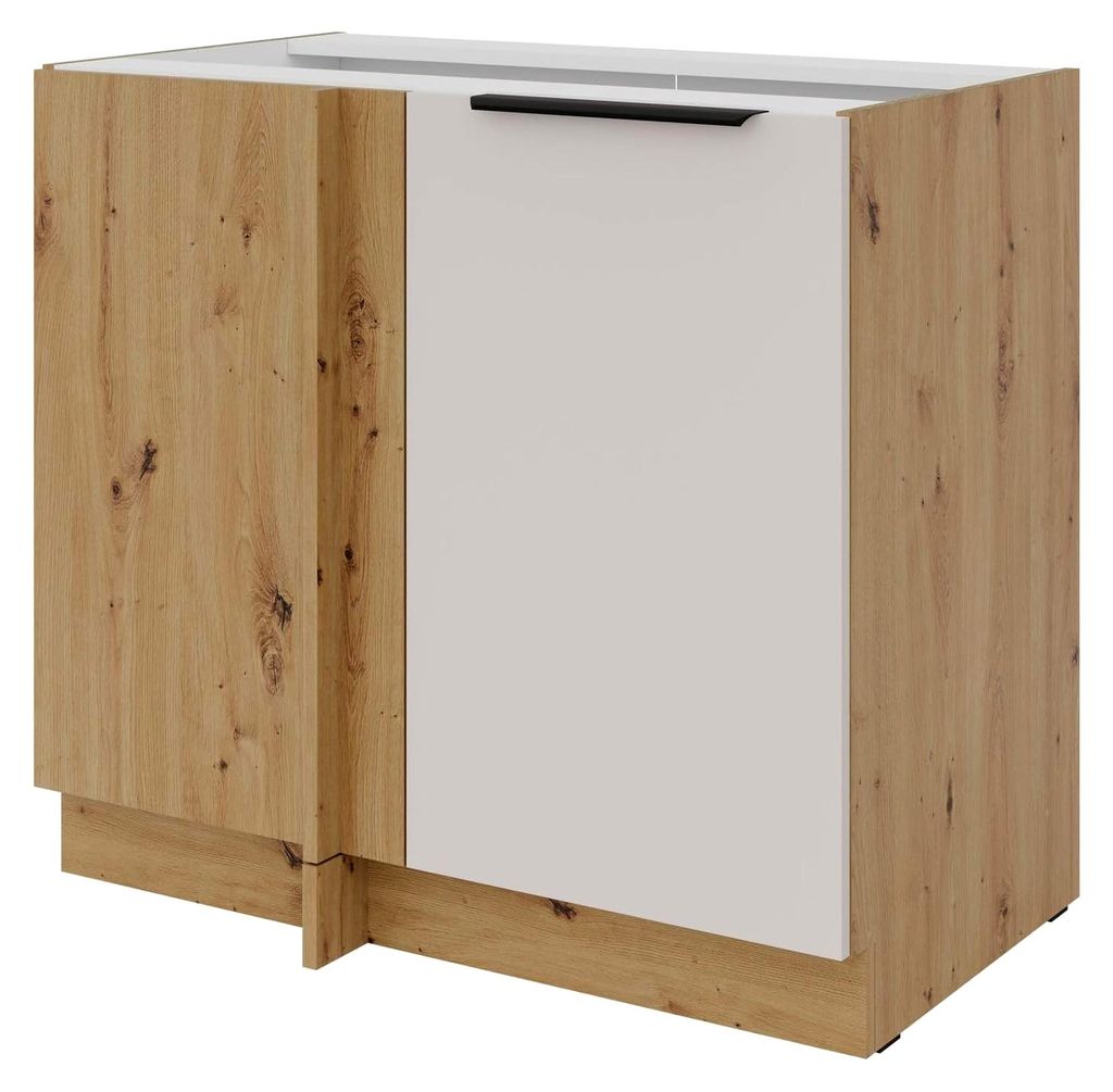 Eckunterschrank für die Küche 105 cm Solano Kaschmir beige matt + Eiche Artisan matt