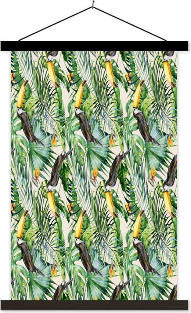 MuchoWow Textilposter Paradiesvogelpflanze - Tukan - Tropisch 120x180 cm mit schwarzem Rahmen - Fotos