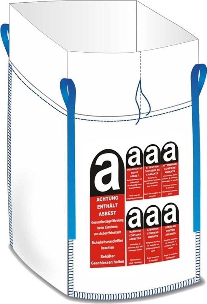 BIG BAG do azbestu z fartuchem Udźwig 1000 kg, 90 x 90 x Zdjęcie produktu 