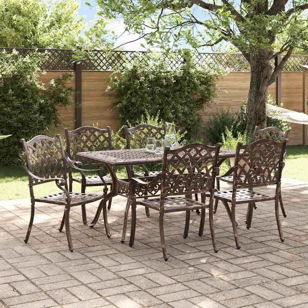 "im Sonderangebot"Garten Essgruppe Tisch + Stühle - CLORIS - elegantes Design - Sitzgruppe - 7 pcs Bronze Aluminium - Gartenmöbel Set Promotion89...